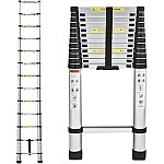 Klappbare Trittleiter Teleskopleiter bis 150 kg 4.4 m Verlängerungsleiter Dachbodenleiter Kolpleiter Klappleiter Klappleiter aus Alu Stehleiter