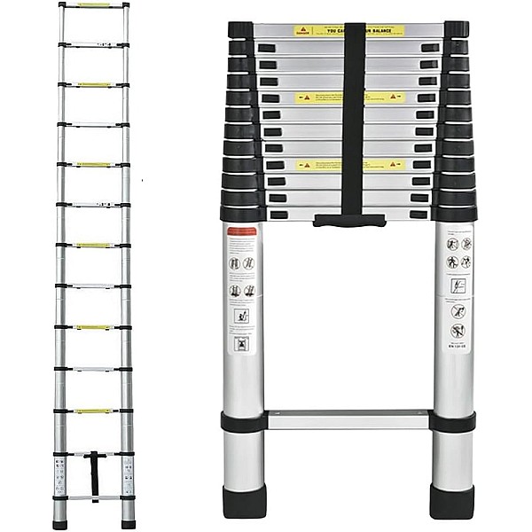 Klappbare Trittleiter Teleskopleiter bis 150 kg 4.4 m Verlängerungsleiter Dachbodenleiter Kolpleiter Klappleiter Klappleiter aus Alu Stehleiter