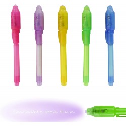 Geheimstift mit UV Licht 5pcs,  Unsichtbarer Stift Mitgebsel Kindergeburtstag Gastgeschenke für Jungen Mädchen