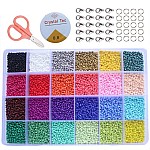 Mini Glasperlen Run 24Farben Perlen zum Basteln 2 mm 24000pcs mit 24-Gitter Aufbewahrungsbox für Schmuckherstellung