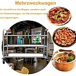 Servierwagen Edelstahl Küchenwagen Speisewagen Rollen mit 3 BödenTragfähigkeit 150kg Transportwagen für Restaurant Hotel Schul Küche