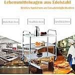 Servierwagen Edelstahl Küchenwagen Speisewagen Rollen mit 3 BödenTragfähigkeit 150kg Transportwagen für Restaurant Hotel Schul Küche