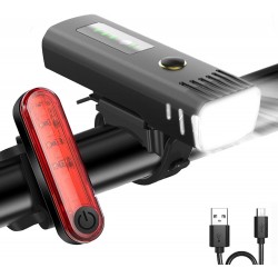Fahrradlicht Set USB Akku LED Fahrradbeleuchtung Fahrradlampe Bike Light Fahradbeleuchtungsset INKL. Frontlichter & Rücklicht