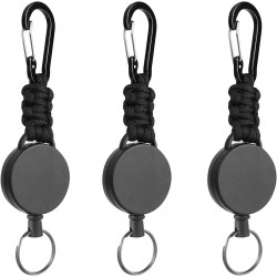 Schlüsselanhänger Ausziehbar 3 Stücke Einziehbarer Schlüsselband 60cm Stahldrahtseil Ausweishalter mit Karabiner für Kartenhalter Ausweis Schlüssel